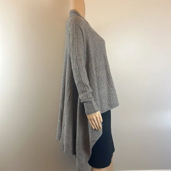 Zadig & Voltaire Taupe Gray Ana New Pointelle High Low Open Cardigan - Picture 3 of 7